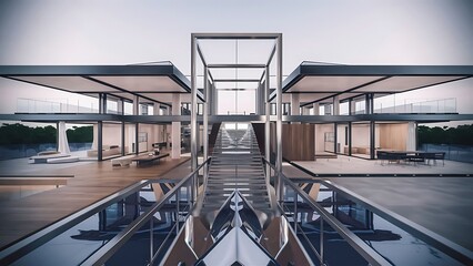 Fototapeta premium Modern home cross section, 3d rendering wallpaper