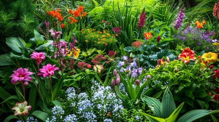 Colorful Flowers in a Lush Garden.