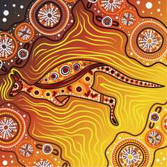 A vectorized interpretation of Aboriginal kangaroo dot artwork