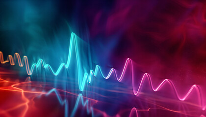 Abstract 3D Heartbeat Waveform with Vibrant Colors  Science Medical Background