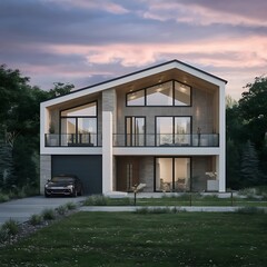Modern home cross section, 3d rendering wallpaper