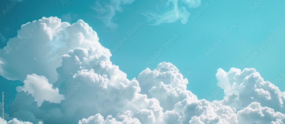 Poster clouds contrast against the blue sky providing a scenic view on a summer day with clouds ideal for a