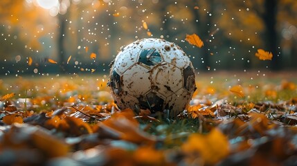 Fototapeta premium close-up photo of a professional soccer player playing football on a green grass pitch at a big stadium. dribbling the ball against opponents. soccer match on a field. Generative AI