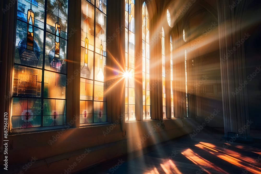 Wall mural light going through a church window