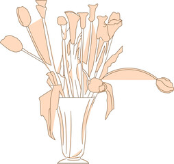 Vector silhouette illustration sketch, detailed design of ornamental flower plants in pots for room interior decoration