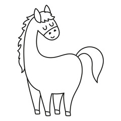 outline cartoon horse isolated