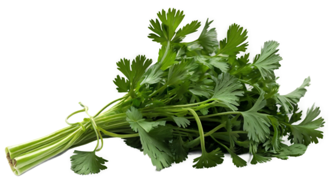 Useful popular herb cilantro on transparent background