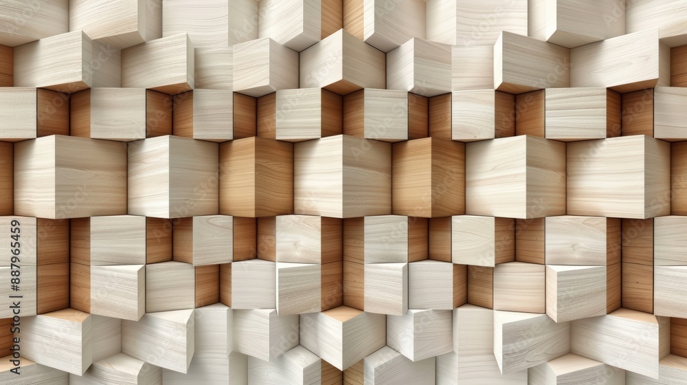 Poster abstract wooden cube pattern seamless texture background