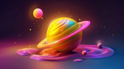 Fototapeta premium Colorful Abstract Planets in a Cosmic Galaxy Setting