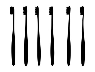 toothbrush, black and white  silhouette