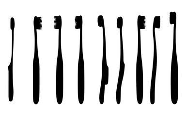 toothbrush, black and white  silhouette
