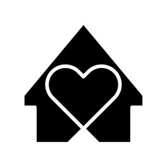 house icon with heart, silhouette vector isolated on white background. simple and modern design