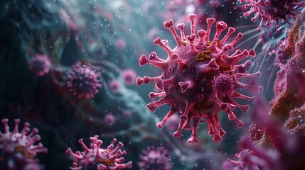 A close-up animation illustrating the lifecycle of a virus.