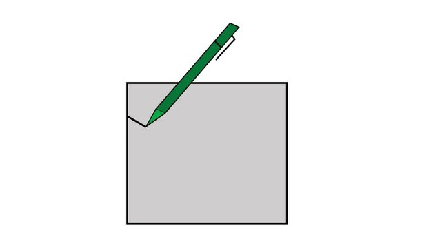 Paper clipboard with pen.Write flate animation with white background.