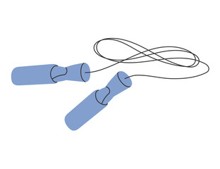 Vector image of skipping or jump rope. Illustration of jumping gear with plastic handles for gym. Sport exercise or fitness item. Equipment for fit training. Athlete activity and cardio workout.