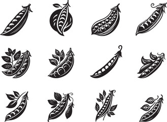 Pea Silhouette Vector Illustration