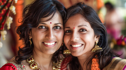 Obraz premium Indian mother and daughter pose together