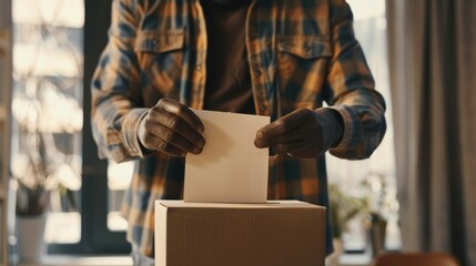 Black man giving vote during elections 