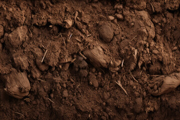Processed collage of underground brown soil layer material texture. Background for banner
