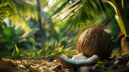 Coconut on a Tropical Beach