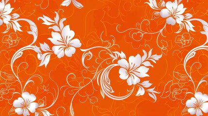 Orange and White Floral Pattern.