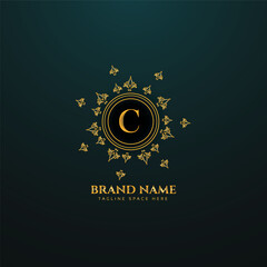 a creative logo design with golden color