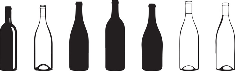 wine bottles silhouette classic shape