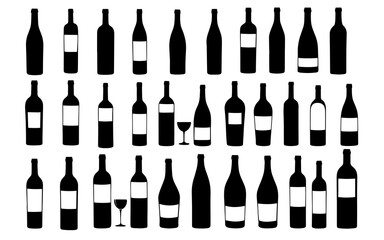 wine bottles silhouette classic shape