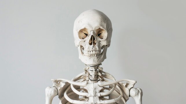 A skeleton is shown with its head turned to the side