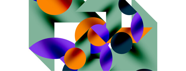 Metal color circles with shadows and other geometric elements composition for wallpaper, banner, background or landing