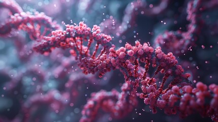 Fototapeta premium Close-up of a DNA double helix, representing a biotech startups groundbreaking innovation.