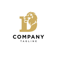 Letter D Lion Head Elegant Logo Icon Vector Combination