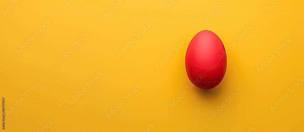 Aufkleber minimalistic easter themed flat lay featuring an easter egg shape crafted from red paper filler agai