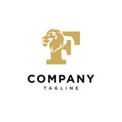 Letter F Lion Head Elegant Logo Icon Vector Combination