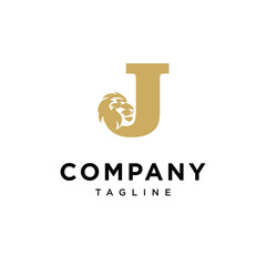 Letter J Lion Head Elegant Logo Icon Vector Combination