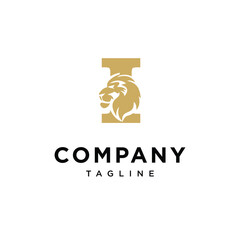 Letter I Lion Head Elegant Logo Icon Vector Combination