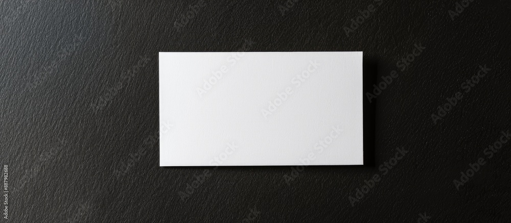 Poster top view of a blank business card placed on a black background creating a mockup for design with cop