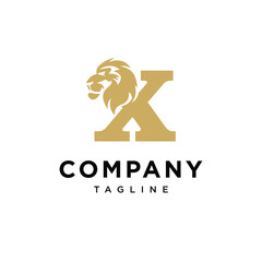 Letter X Lion Head Elegant Logo Icon Vector Combination