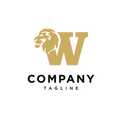 Letter W Lion Head Elegant Logo Icon Vector Combination