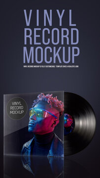 Vinyl Record Mockup. Vertical Stories Opener for Social Media.