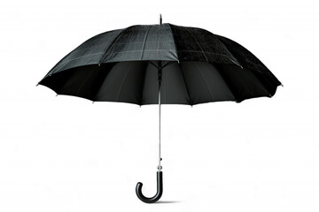Black Umbrella With Droplets of Water on White Background