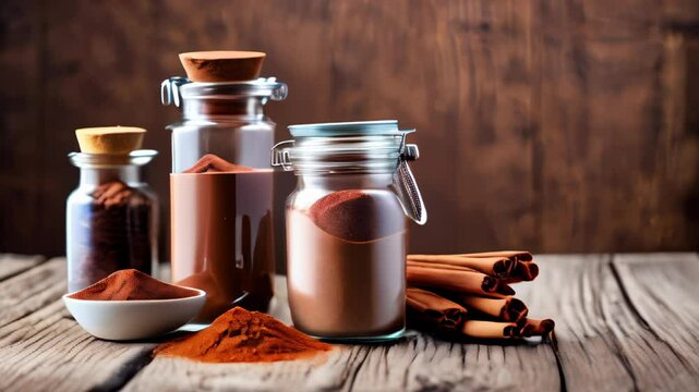  Autumn Flavors  Aromatic spices and cinnamon sticks on a rustic table