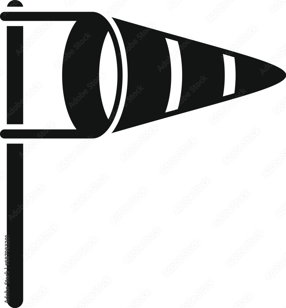 Poster simple icon representing a windsock blowing in the wind