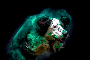 Holi Shooting mit Hund