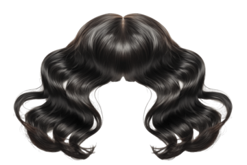 Long, Wavy, Black Hair Isolated on White Background