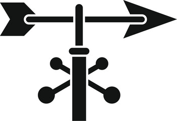 Black and white icon of a weather vane showing the direction of the wind