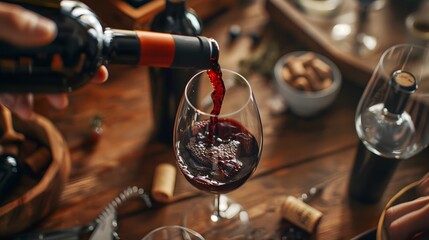 Pouring Wine Hands pouring red wine into a glass