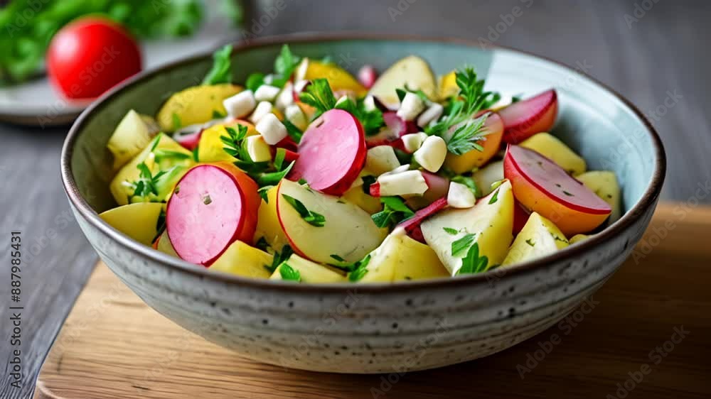 Sticker  Freshly sliced fruits and vegetables in a bowl