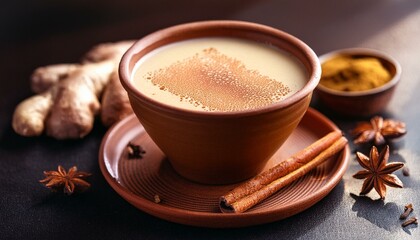cup of coffee and cinnamon sticks