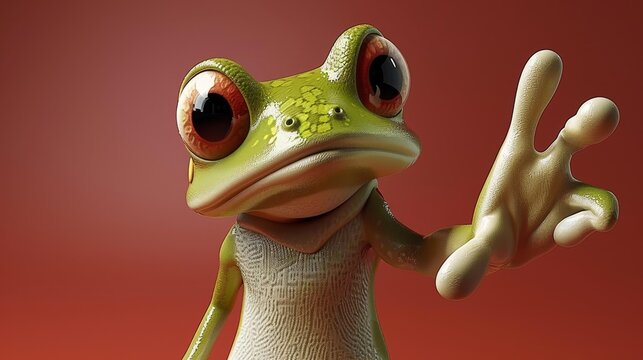 Playful cartoon frog character on bright red backdrop for a fun and lighthearted touch, banner